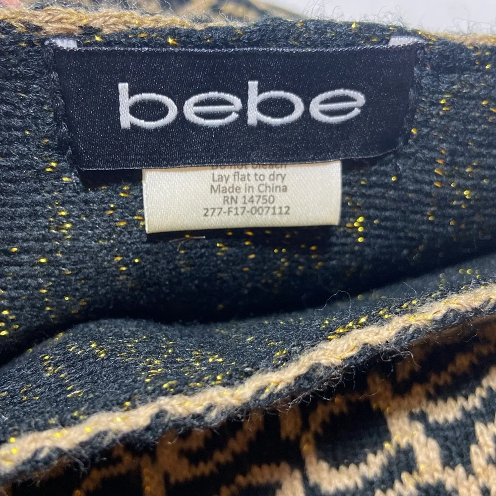 Bebe Black Tan Thick Infiniti Cowl Acrylic Scarf - Picture 4 of 6